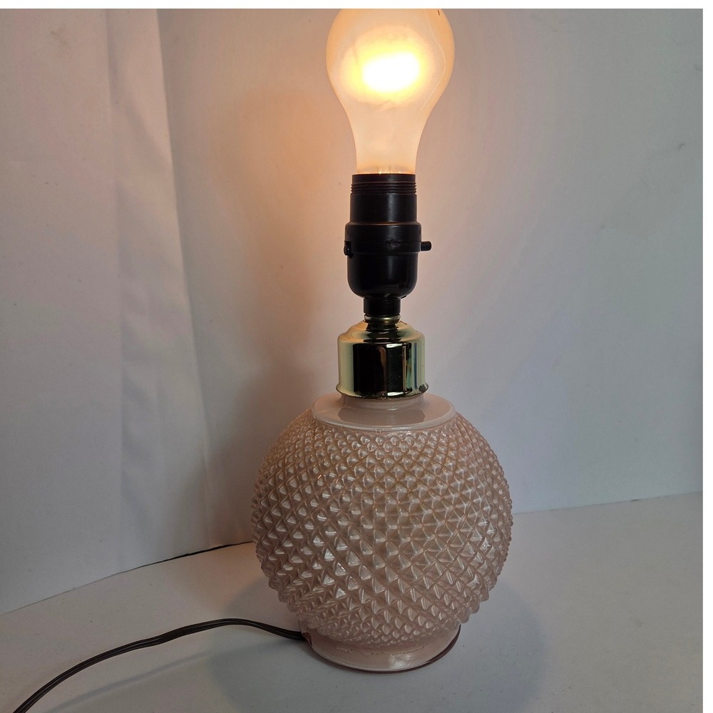 Vintage 1988 Kaadan Pink Glass Accent Lamp Ribbed Boudoir Vanity Light Retro
